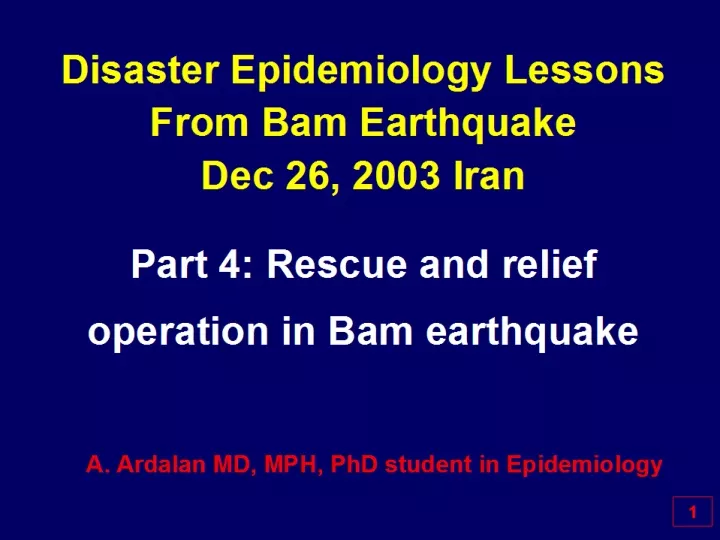 disaster epidemiology lessons from bam earthquake
