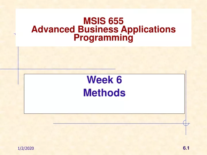 week 6 methods