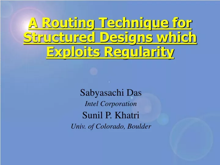 a routing technique for structured designs which exploits regularity