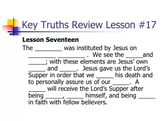 Key Truths Review Lesson #17