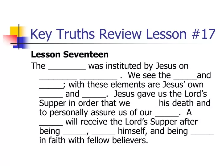 key truths review lesson 17