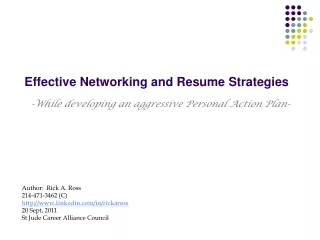Effective Networking and Resume Strategies