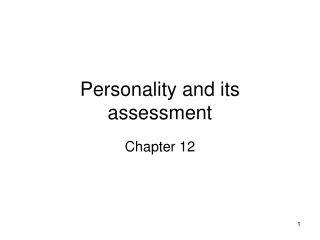 Personality and its assessment