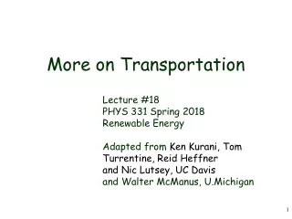 More on Transportation