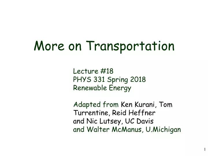 more on transportation