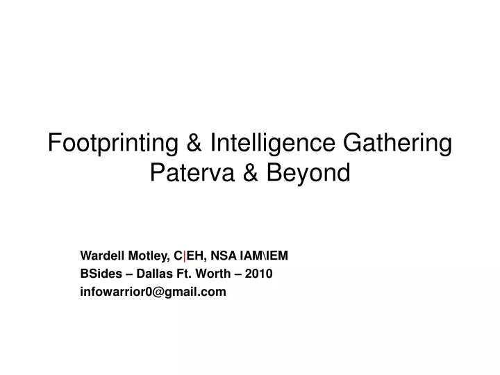 footprinting intelligence gathering paterva beyond
