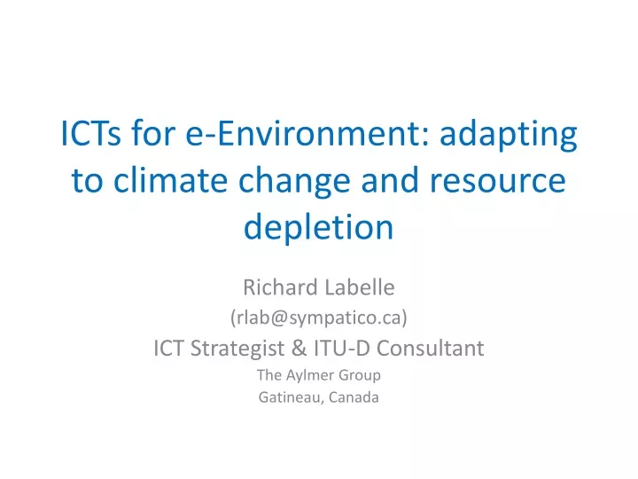 icts for e environment adapting to climate change and resource depletion