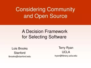 Considering Community  and Open Source