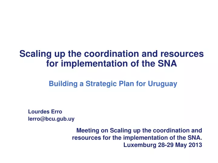 scaling up the coordination and resources
