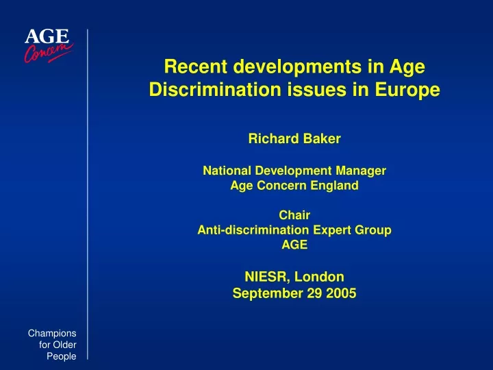 recent developments in age discrimination issues