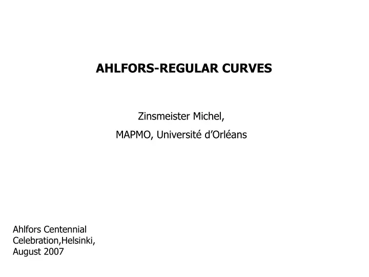 ahlfors regular curves