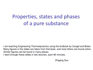 Properties, states and phases of a pure substance