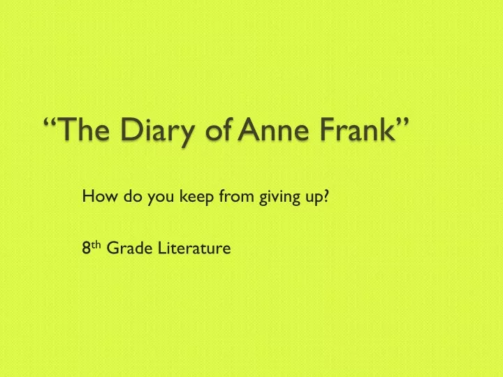 the diary of anne frank