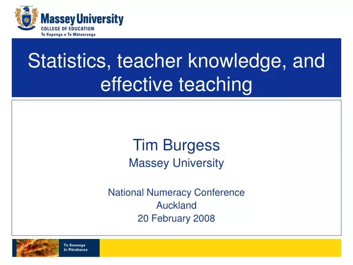 statistics teacher knowledge and effective teaching