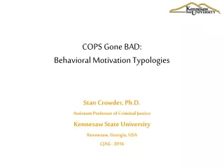 COPS Gone BAD:  Behavioral Motivation Typologies
