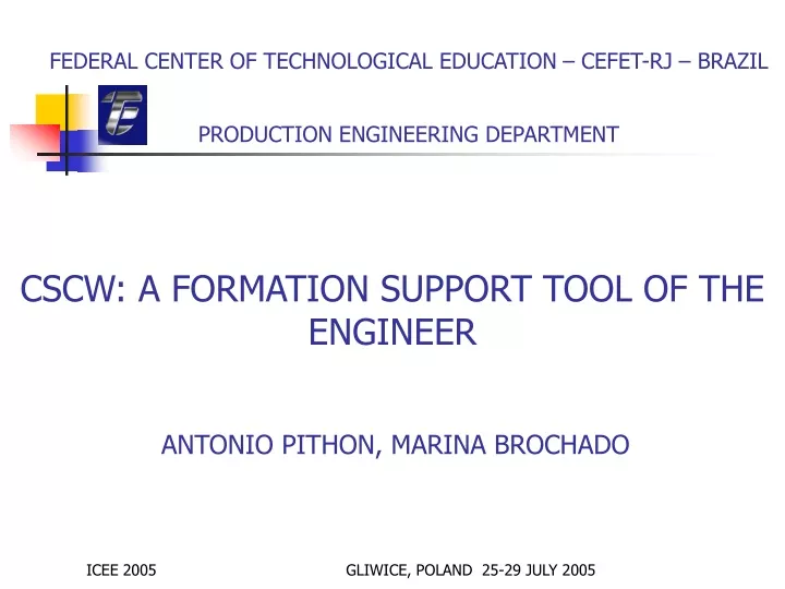 federal center of technological education cefet rj brazil production engineering department