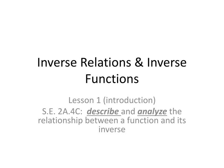 inverse relations inverse functions