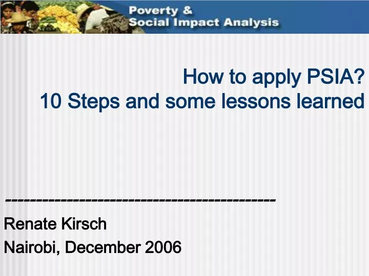 how to apply psia 10 steps and some lessons learned