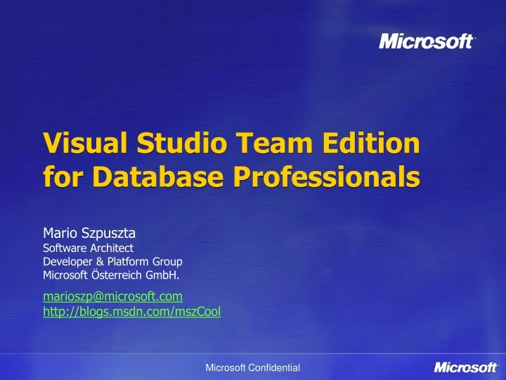 visual studio team edition for database professionals