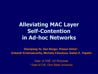 Alleviating MAC Layer  Self-Contention  in Ad-hoc Networks