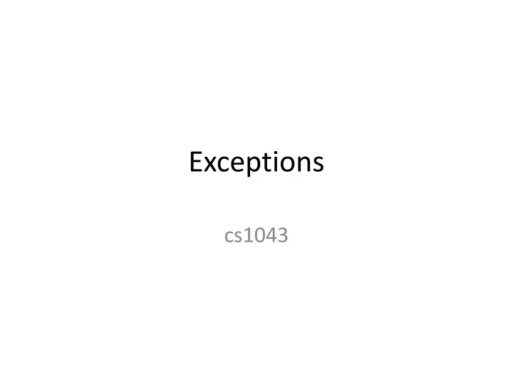 exceptions