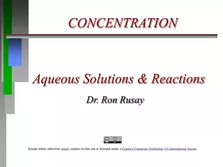 Aqueous Solutions &amp; Reactions