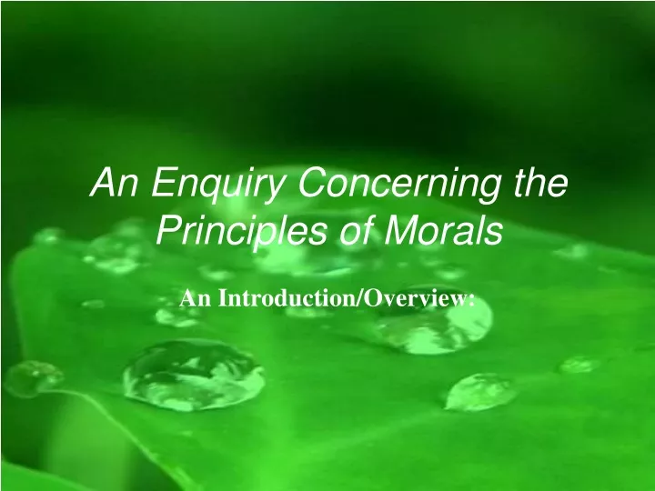 an enquiry concerning the principles of morals