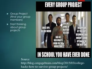 Group Project (Find your group members) Start thinking about group projects