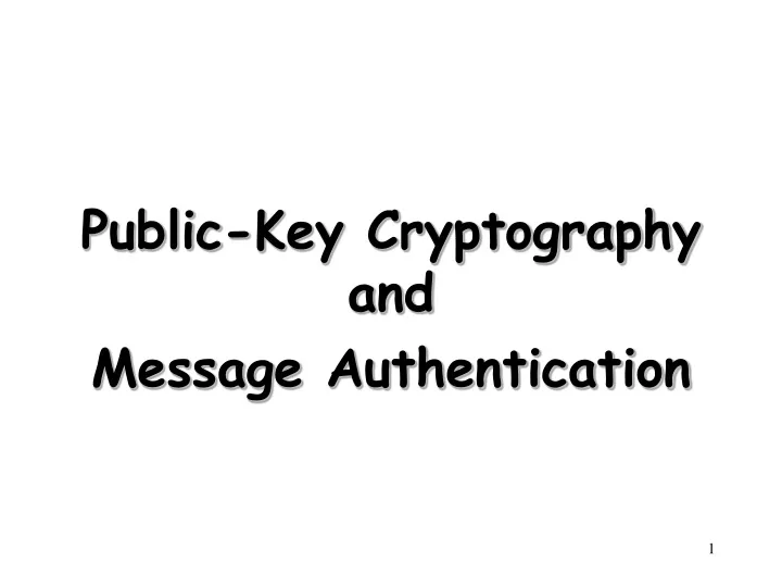 public key cryptography and message authentication