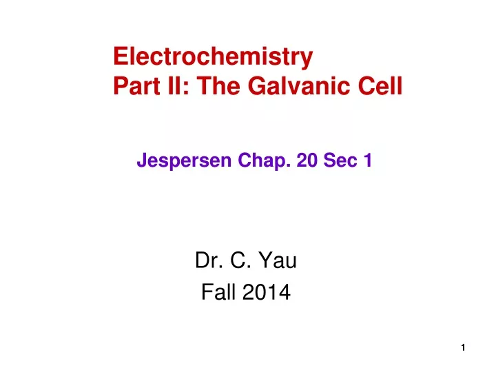 electrochemistry part ii the galvanic cell