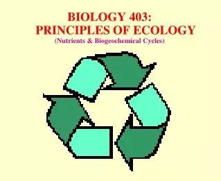 BIOLOGY 403:     PRINCIPLES OF ECOLOGY  (Nutrients &amp; Biogeochemical Cycles)
