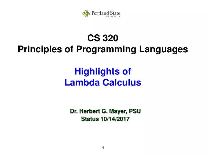 cs 320 principles of programming languages