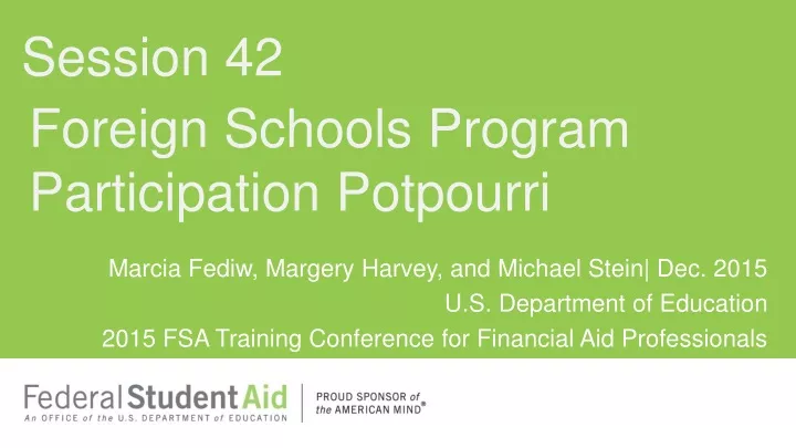 foreign schools program participation potpourri