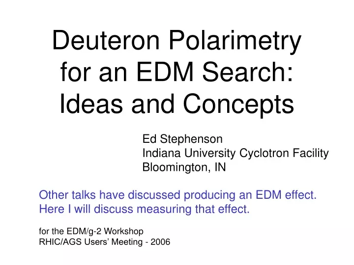 deuteron polarimetry for an edm search ideas
