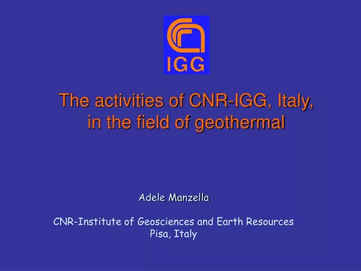 the activities of cnr igg italy in the field