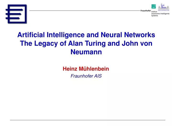 artificial intelligence and neural networks the legacy of alan turing and john von neumann