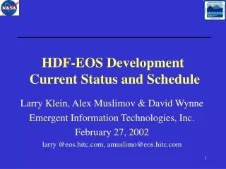 HDF-EOS Development  Current Status and Schedule