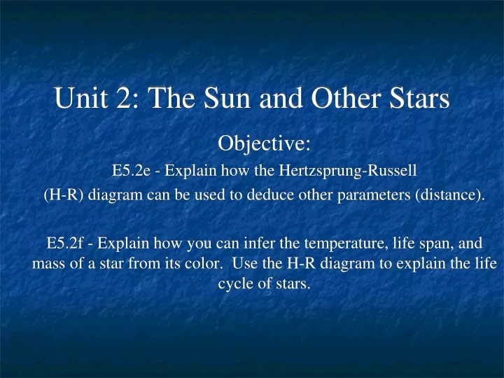 unit 2 the sun and other stars