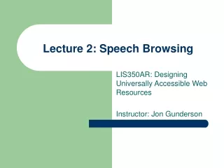 Lecture 2: Speech Browsing