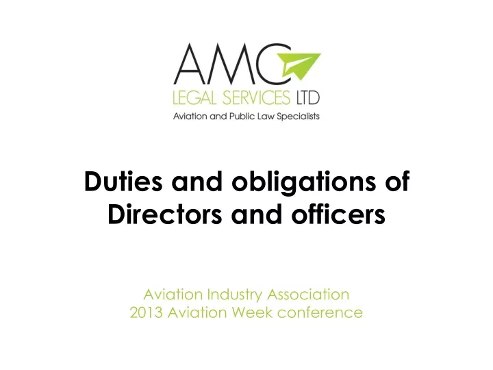 duties and obligations of directors and officers