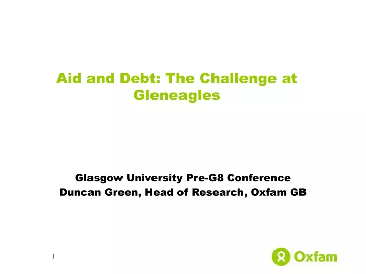 aid and debt the challenge at gleneagles