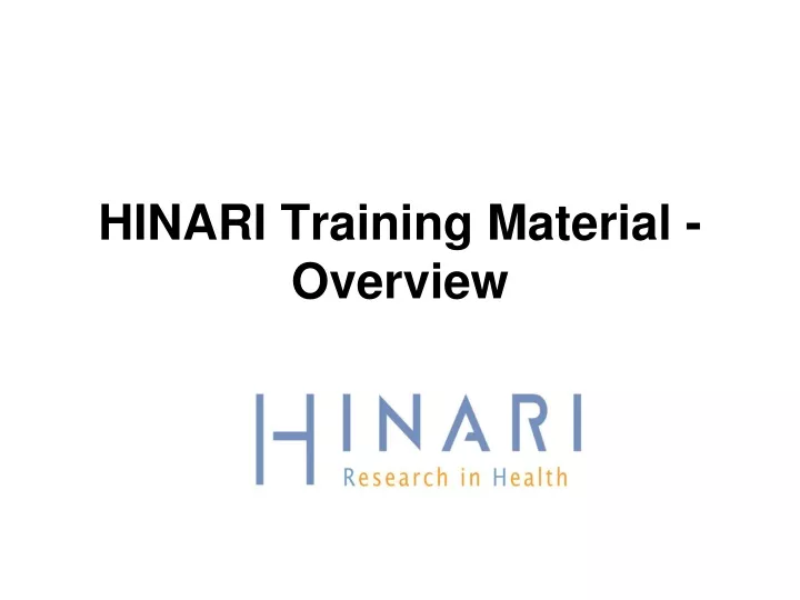 hinari training material overview