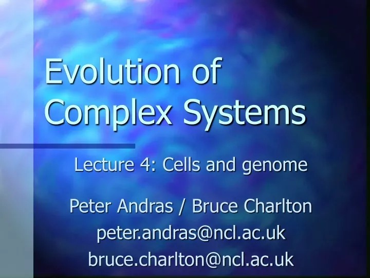 evolution of complex systems