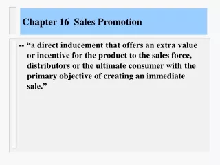 Chapter 16  Sales Promotion