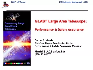 GLAST Large Area Telescope: Performance &amp; Safety Assurance Darren S. Marsh