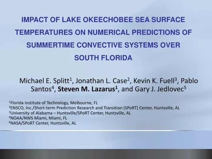 impact of lake okeechobee sea surface
