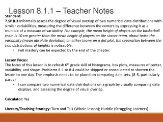 Lesson 8.1.1 – Teacher Notes