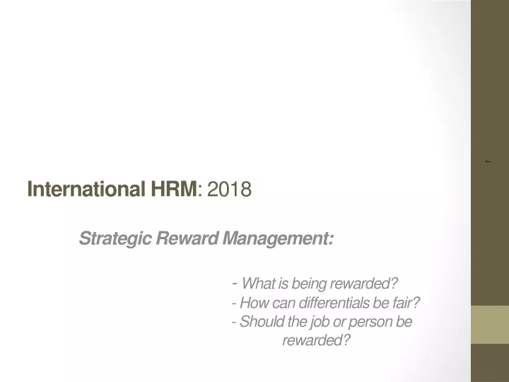 international hrm 2018 strategic reward