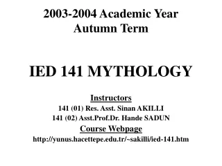 2003-2004 Academic Year Autumn Term
