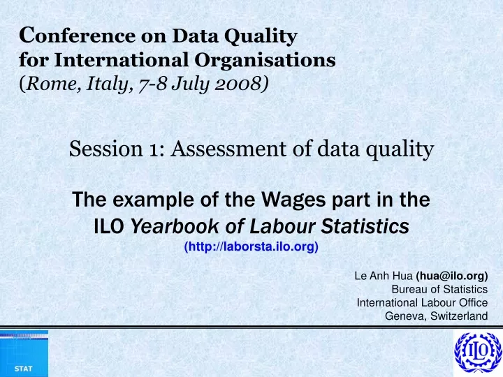 c onference on data quality for international organisations rome italy 7 8 july 2008